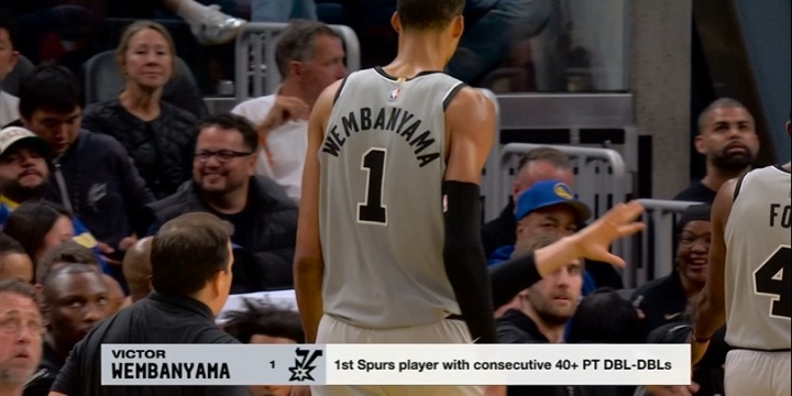 😳邓肯都没做到！文班连续两场40+两双 马刺队史首人！